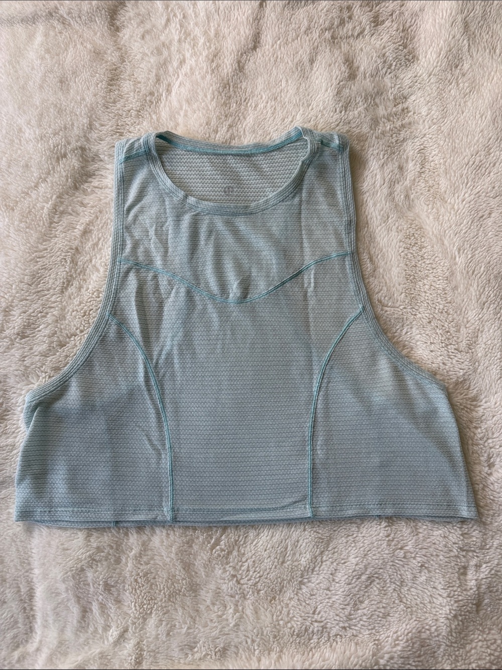 lululemon athletica Light Blue Cropped Mesh Tank